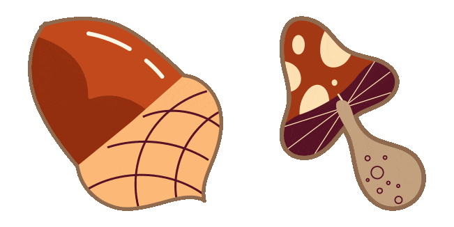 Autumn Aesthetic Acorn & Mushroom Animated Cursor