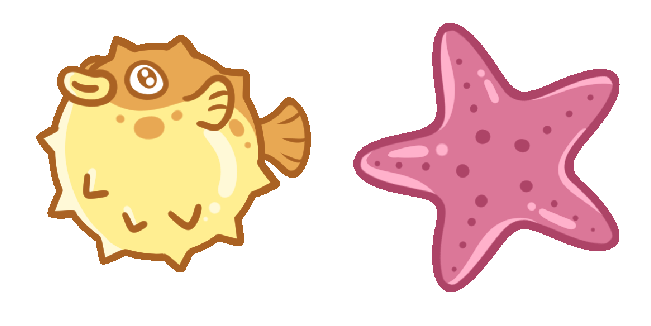 Aqua Pufferfish & Starfish Animated Cursor