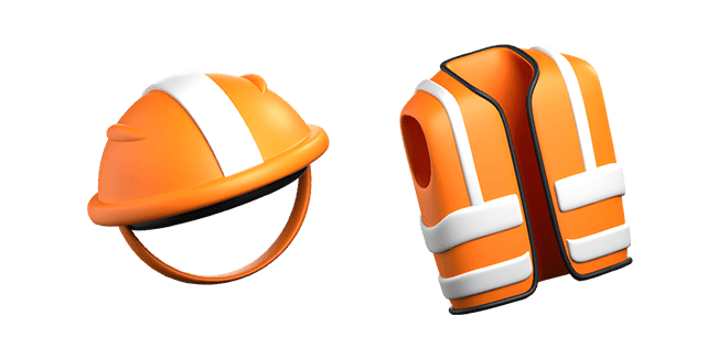 Orange Safety Helmet & Vest 3D Cursor