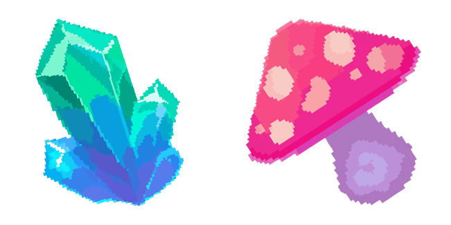 Pixel Crystal Cluster & Psychedelic Mushroom Cursor