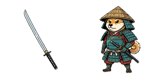 Shiba-inu Samurai & Katana Animated Cursor