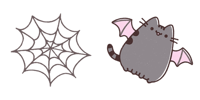 Halloween Pusheen the Bat & Web Cursor