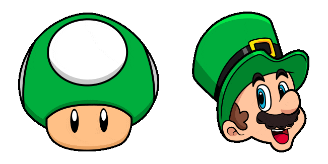 Super Mario St. Patricks Day Luigi & 1-up Animated Cursor