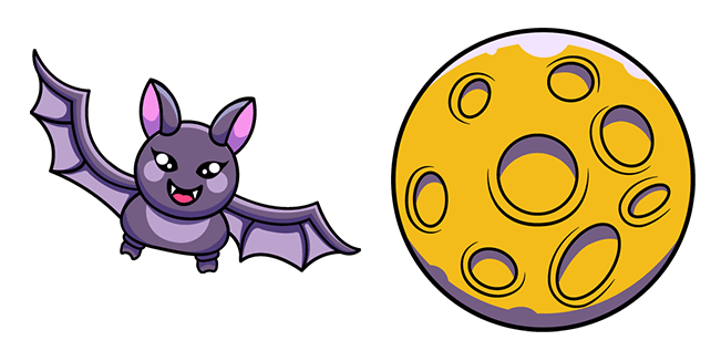 Halloween Cute Bat & Full Moon Cursor