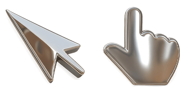 Silver Metallic 3D Cursor