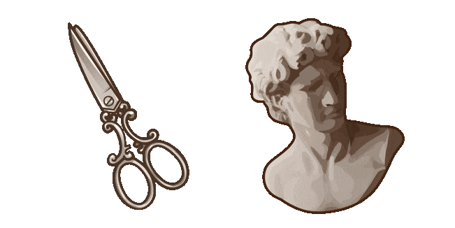 Light Academia Scissors & Bust Sculpture Animated Cursor