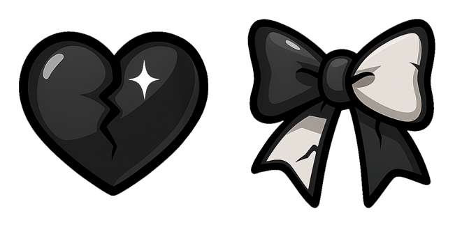 Dark Broken Black Heart & Bow Cursor