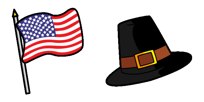 Thanksgiving American Flag & Pilgrim Hat Animated Cursor