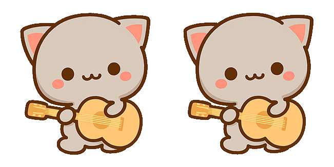 Peach Cats Goma Playing Guitar Animated Cursor