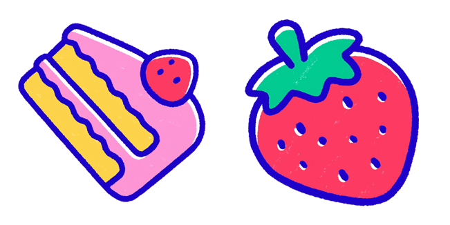 Cute Cake Slice & Strawberry Cursor