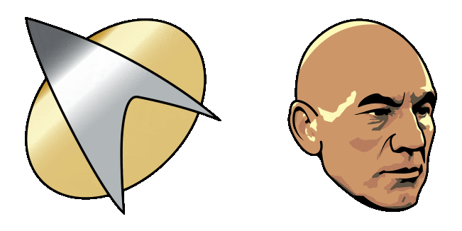 Star Trek Jean-Luc Picard & Starfleet Combadge Animated Cursor