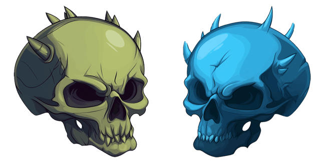 Creepy Green & Blue Monster Skull Cursor