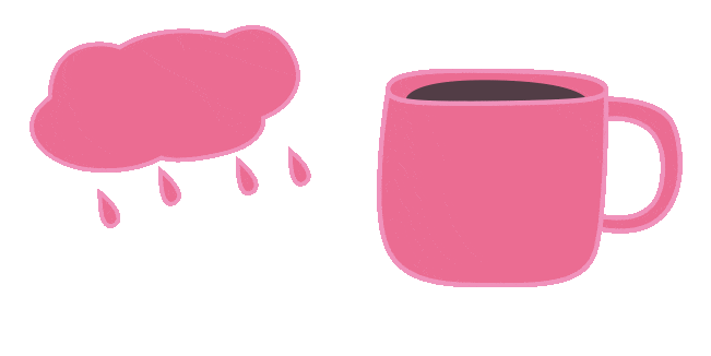 Preppy Aesthetic Rain Cloud & Coffee Animated Cursor