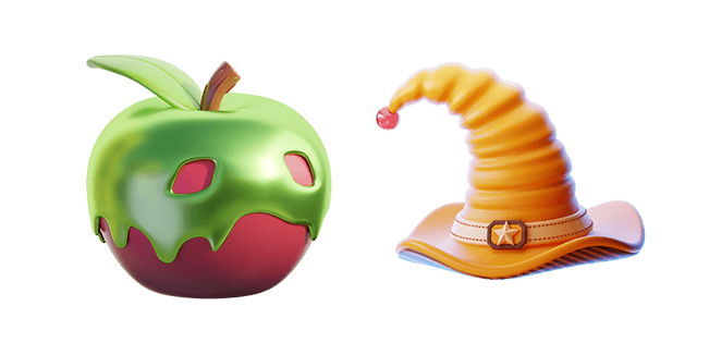 Poisoned Apple & Orange Witch Hat 3D Cursor