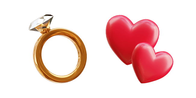 Wedding Ring & Red Hearts 3D Cursor