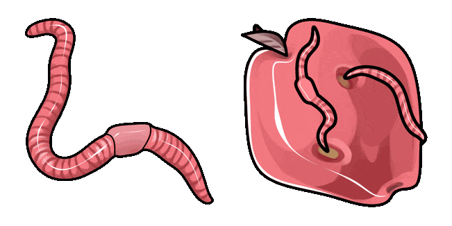 Halloween Worm & Apple Animated Cursor