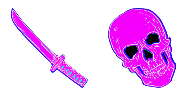 Neon Pink Katana & Skull Cursor