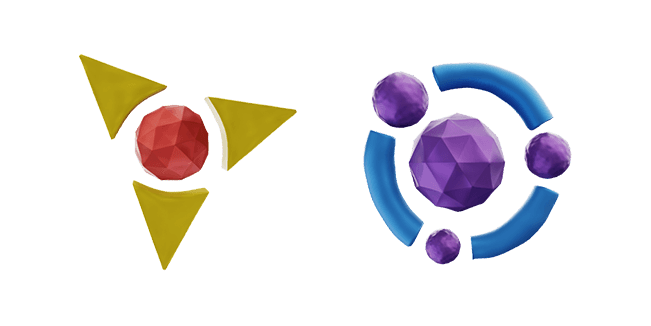Yellow Red Arrow & Purple Blue Circle 3D Cursor