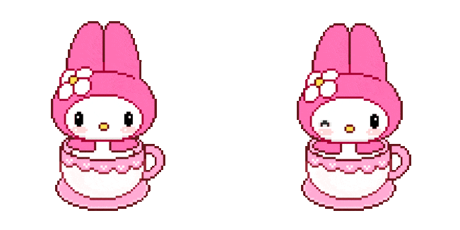 Sanrio My Melody Spinning in Cup Pixel Animated Cursor