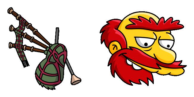 The Simpsons Groundskeeper Willie & Bagpipe Animated Cursor