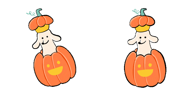 Halloween Funny Dog in Pumpkin Animated Cursor