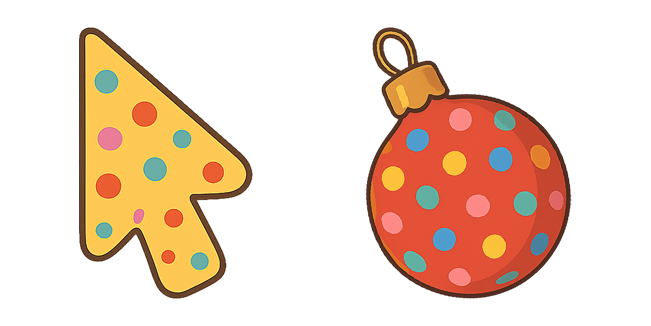 Yellow Confetti Arrow & Red Christmas Bauble Cursor