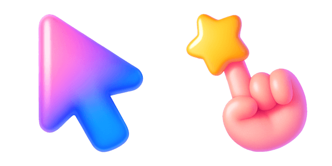 Gradient Arrow & Hand With Star 3D Cursor