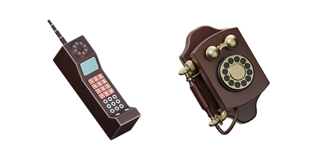 Retro Mobile Phone & Wall Phone 3D Cursor