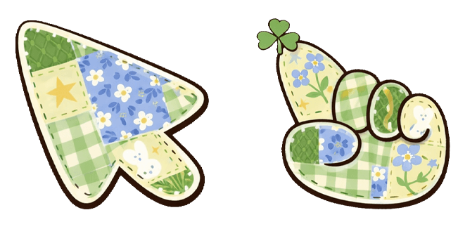 Green Patchwork Hand & Arrow Cursor