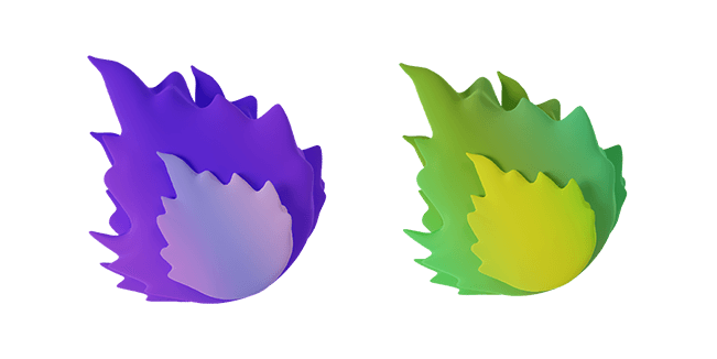 Purple & Green Flames 3D Cursor