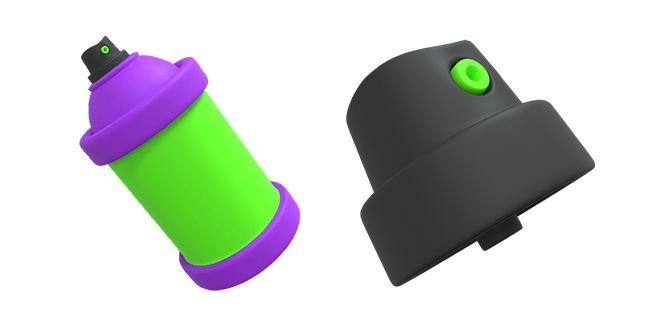 Graffiti Spray Paint Can & Spray Cap 3D Cursor