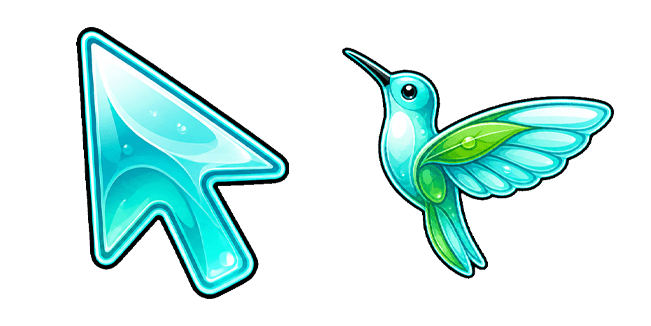 Frutiger Aero Glass Arrow & Hummingbird Cursor