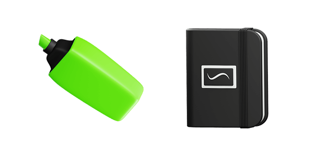 Green Highlighter & Black Sketchbook 3D Cursor