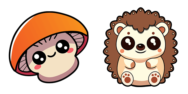 Kawaii Hedgehog & Mushroom Cursor