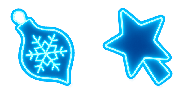 Neon Winter Snowflake Christmas Ball & Star Cursor