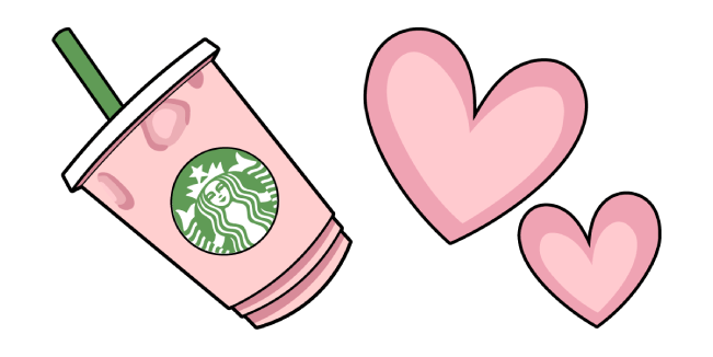 VSCO Girl Starbucks Pink Drink & Love Hearts Cursor