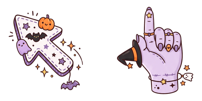 Cute Witch Arrow & Spooky Hand Cursor
