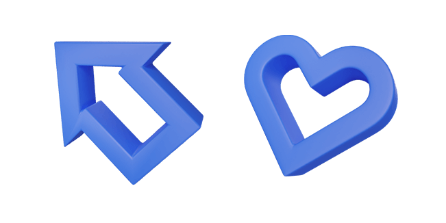 Blue Arrow & Heart 3D Cursor
