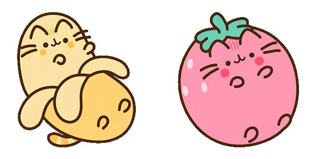 Pusheen the Cat Banana & Strawberry Animated Cursor
