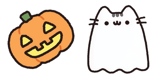Halloween Pusheen the Ghost & Jack-o'-Lantern Cursor