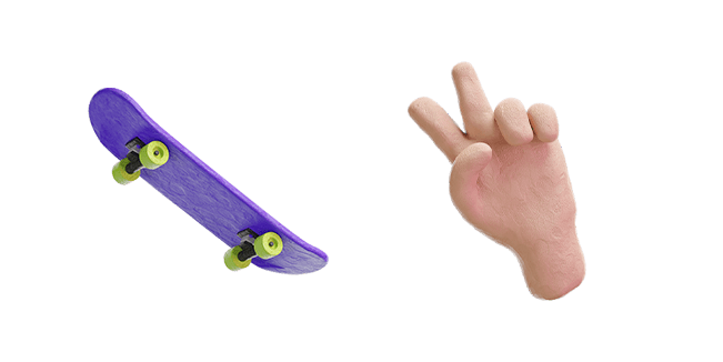 Skateboard & Victory Sign 3D Cursor