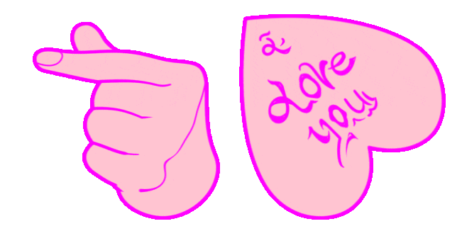 Pink Hand & Love Heart Animated Cursor