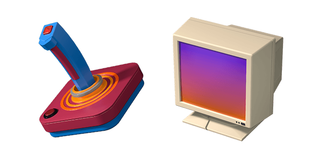 Vintage Joystick & Computer 3D Cursor