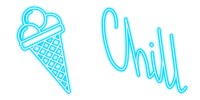 Ice Cream & Chill Blue Neon Cursor