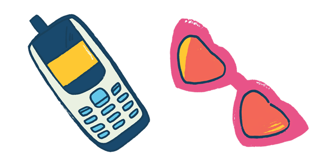 Retro Phone & Heart Glasses Cursor