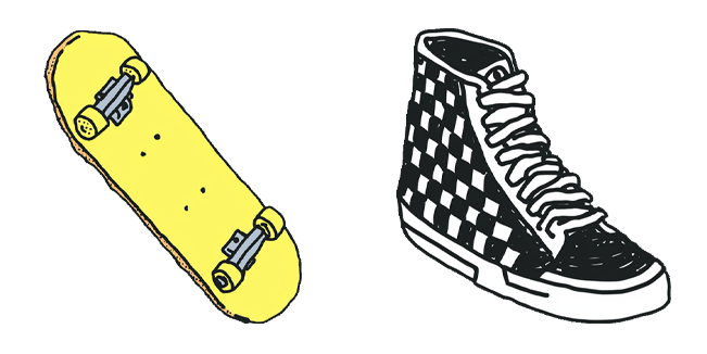 Yellow Skateboard & Checkered Sneaker Cursor