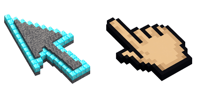 Minecraft 3D Diamond Block Arrow & Hand Cursor