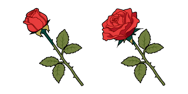 Red Rose Bud & Blooming Flower Cursor
