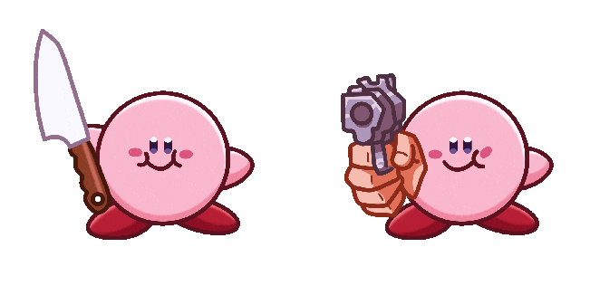 Kirby with a Knife & Gun Meme Animated Cursor