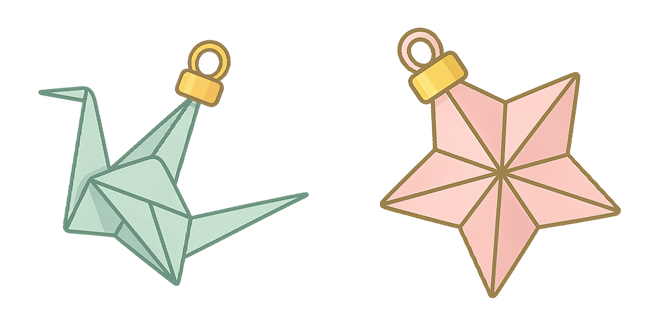 Mint Origami Crane and Pink Star Ornaments Cursor